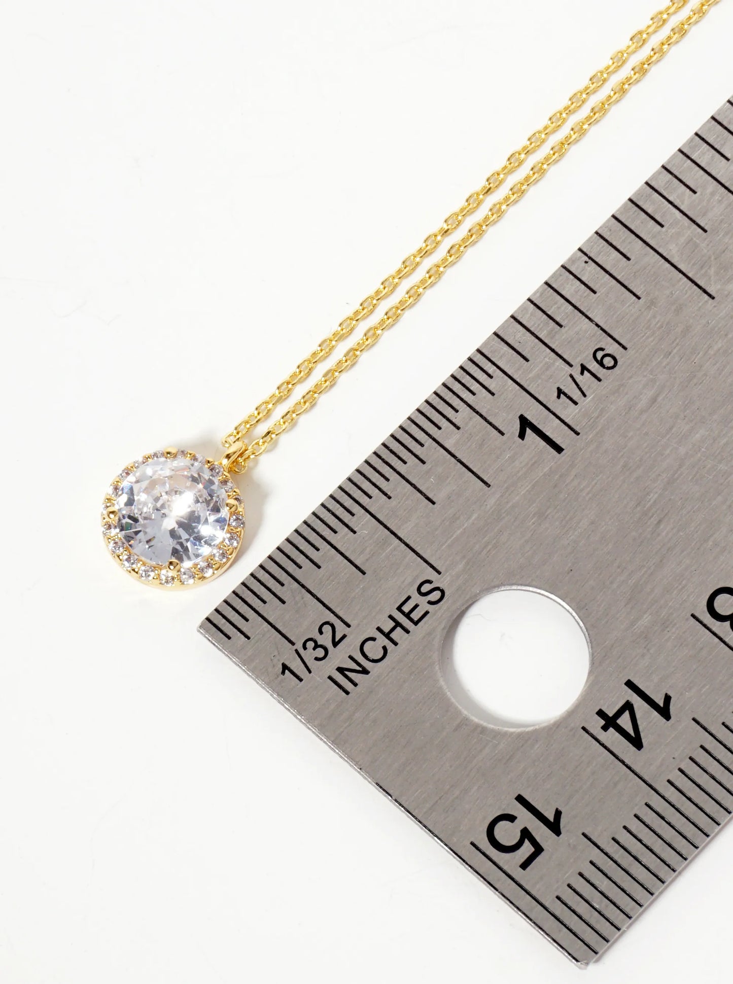Minimalist Round 4-Prong Cubic-Zirconia Stone Pendant 18K-Gold-Dipped Necklace