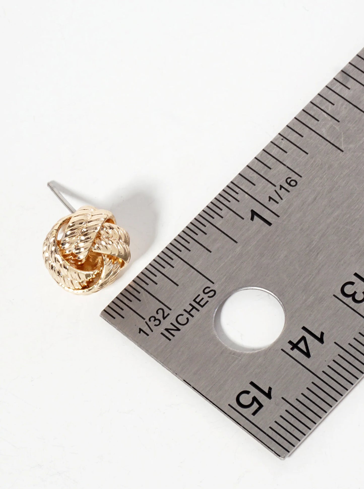 Minimalist Textured 13mm Love-Knot Stud Earrings