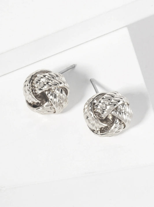 Minimalist Textured 13mm Love-Knot Stud Earrings