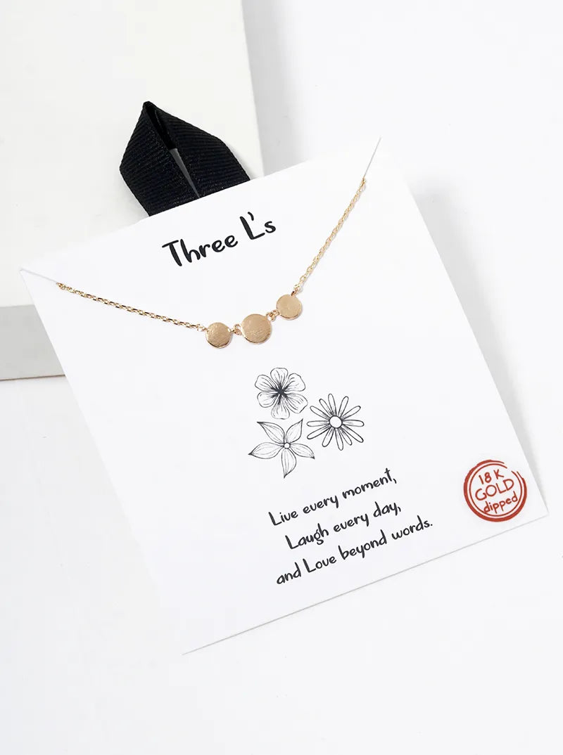Minimalist Tri Dainty Circle Pendant 18K-Gold-Dipped Necklace