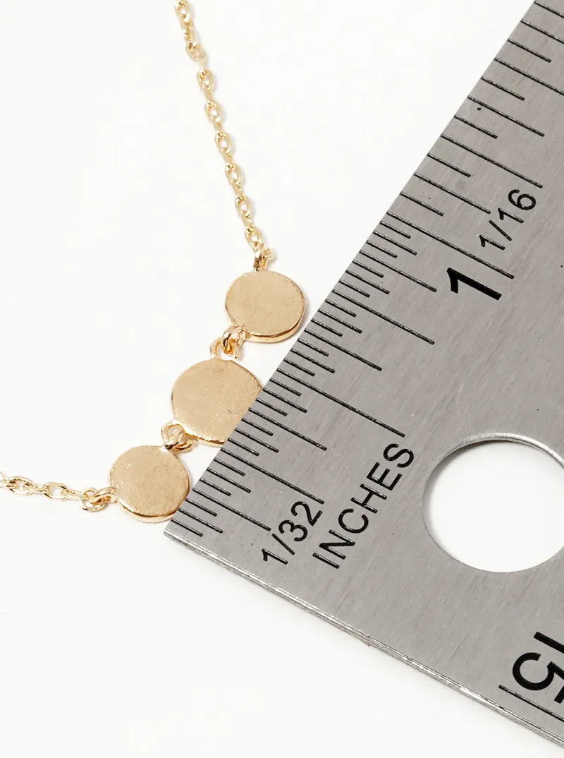Minimalist Tri Dainty Circle Pendant 18K-Gold-Dipped Necklace