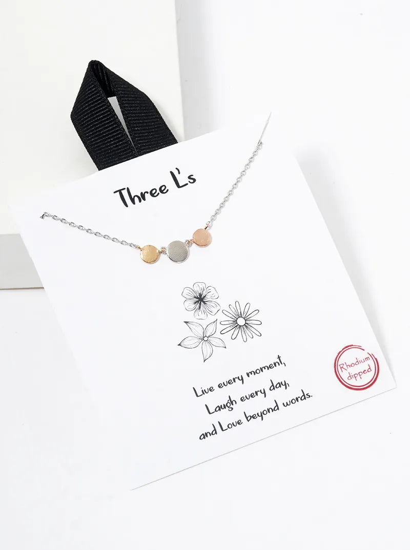 Minimalist Tri Dainty Circle Pendant 18K-Gold-Dipped Necklace