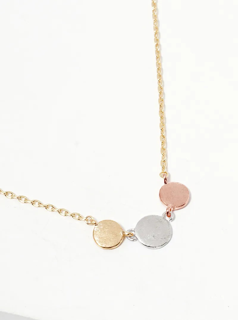 Minimalist Tri Dainty Circle Pendant 18K-Gold-Dipped Necklace