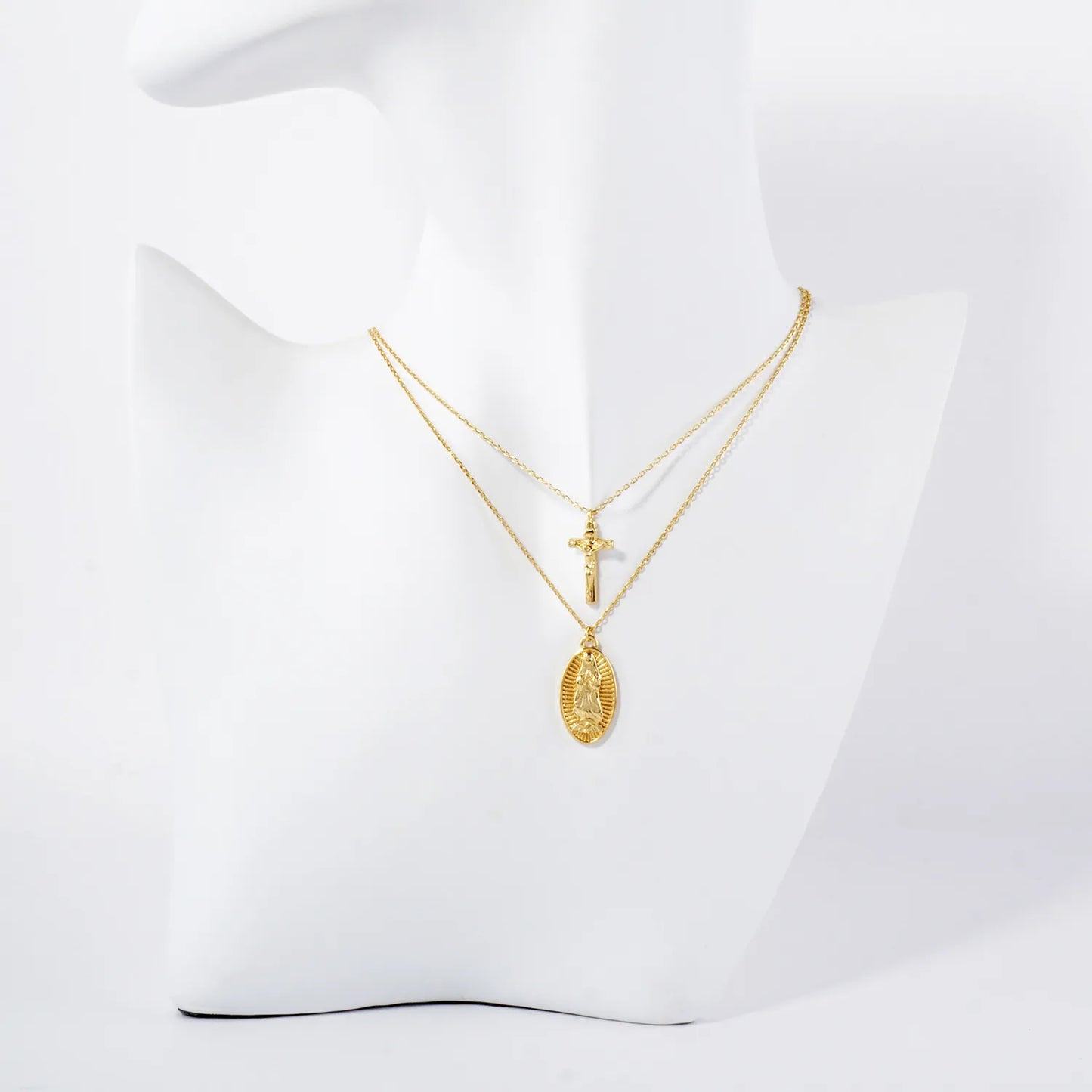 Miraculous Mary Medal Pendant 18K-Gold-Dipped Layered Necklace