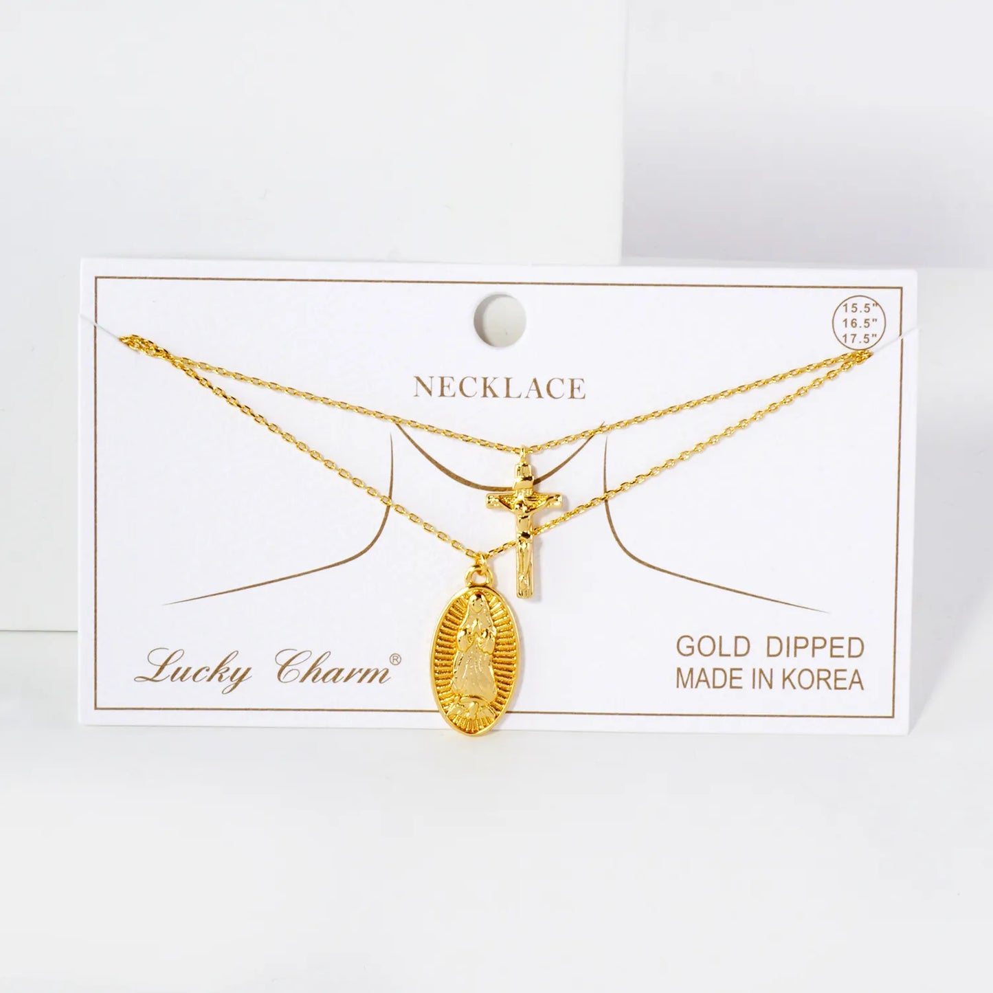 Miraculous Mary Medal Pendant 18K-Gold-Dipped Layered Necklace