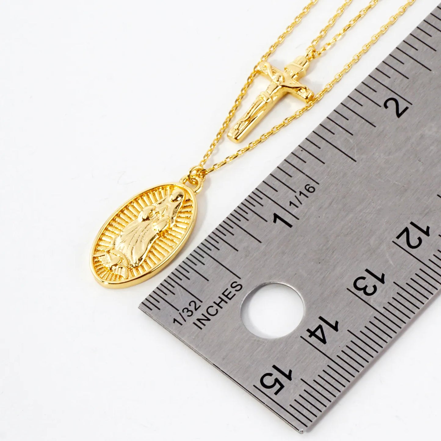 Miraculous Mary Medal Pendant 18K-Gold-Dipped Layered Necklace