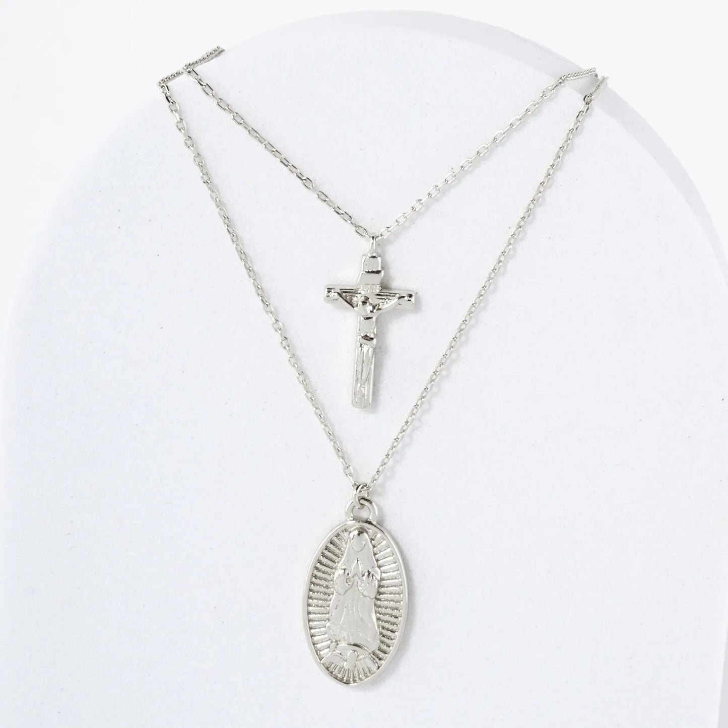 Miraculous Mary Medal Pendant 18K-Gold-Dipped Layered Necklace