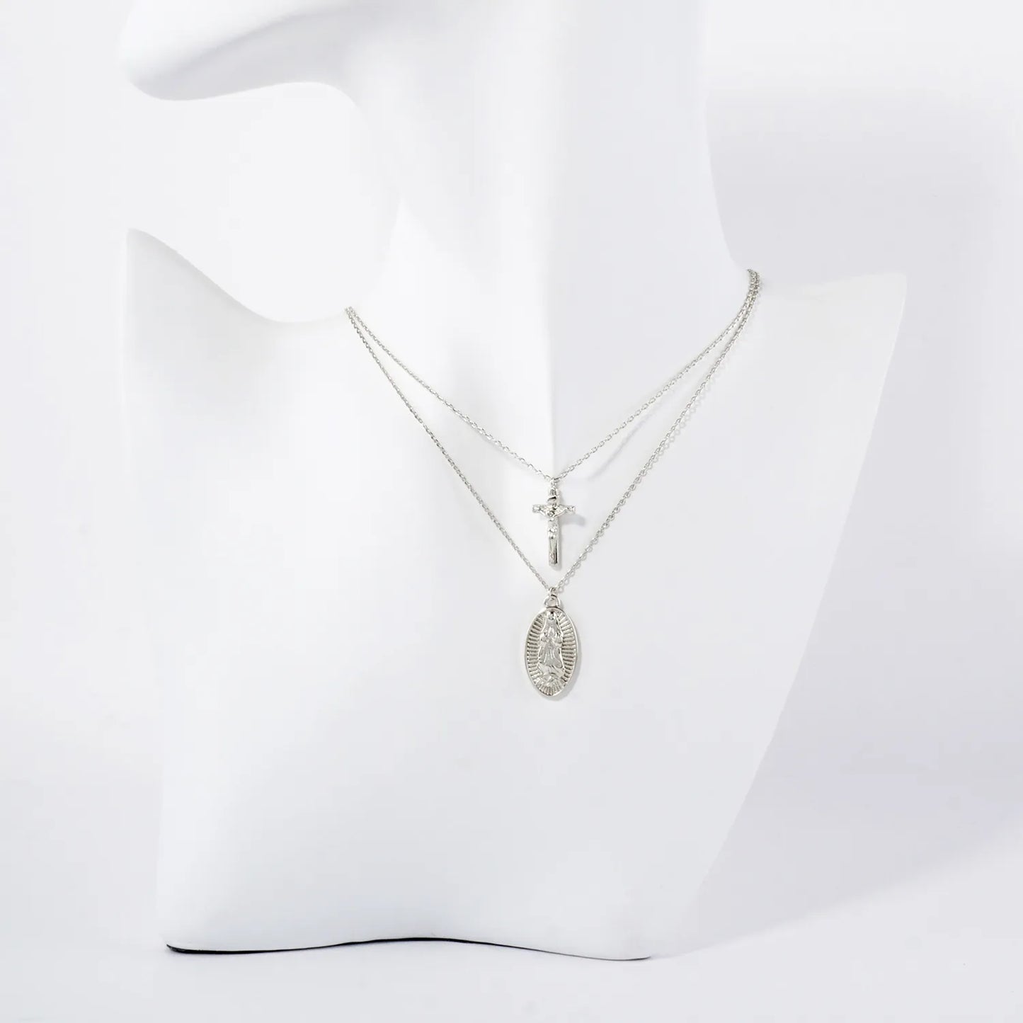 Miraculous Mary Medal Pendant 18K-Gold-Dipped Layered Necklace
