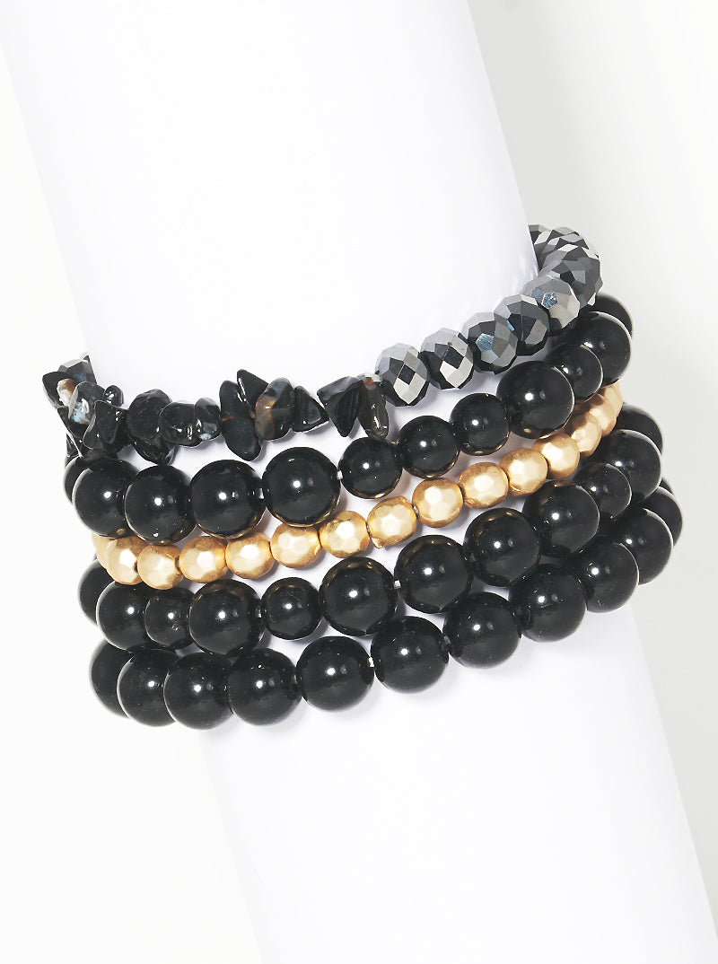 Mixed Beads Multi Rows Stackable Stretch Bracelet