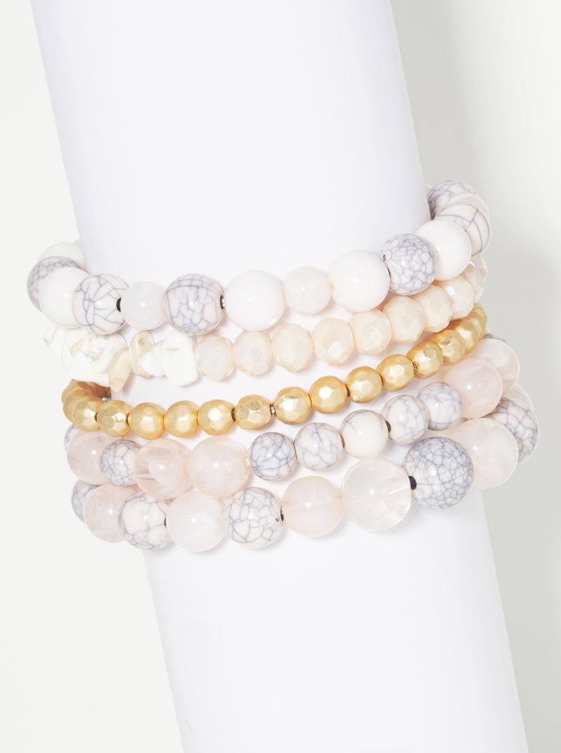 Mixed Beads Multi Rows Stackable Stretch Bracelet