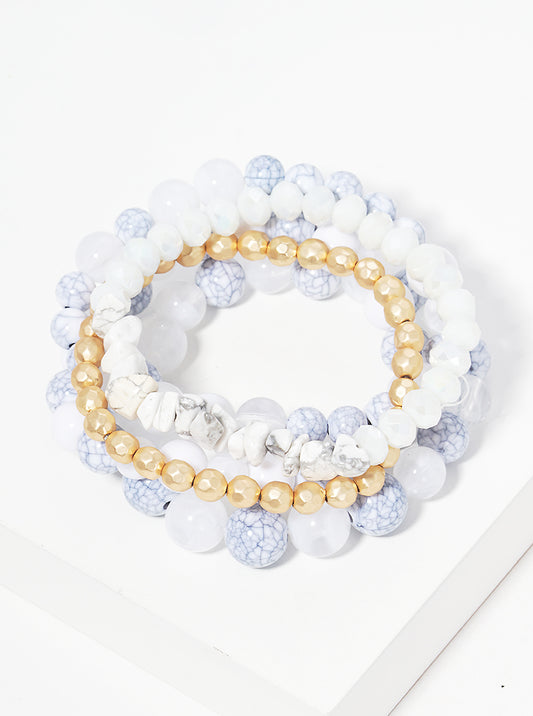 Mixed Beads Multi Rows Stackable Stretch Bracelet