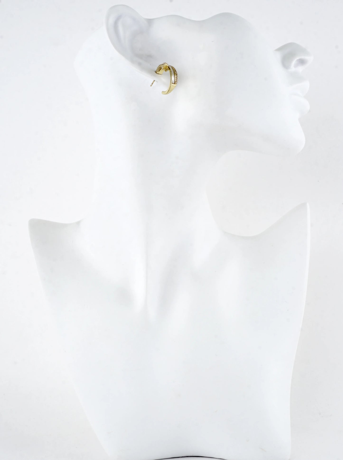 Modern Nail CZ Pave Open Enamel Hoop Earrings