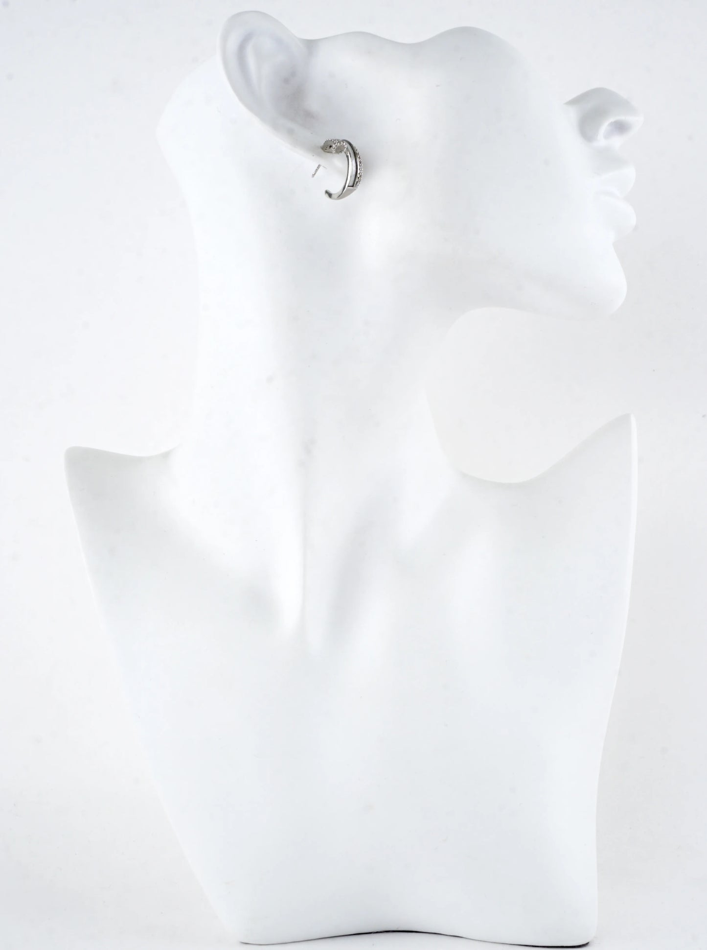 Modern Nail CZ Pave Open Enamel Hoop Earrings