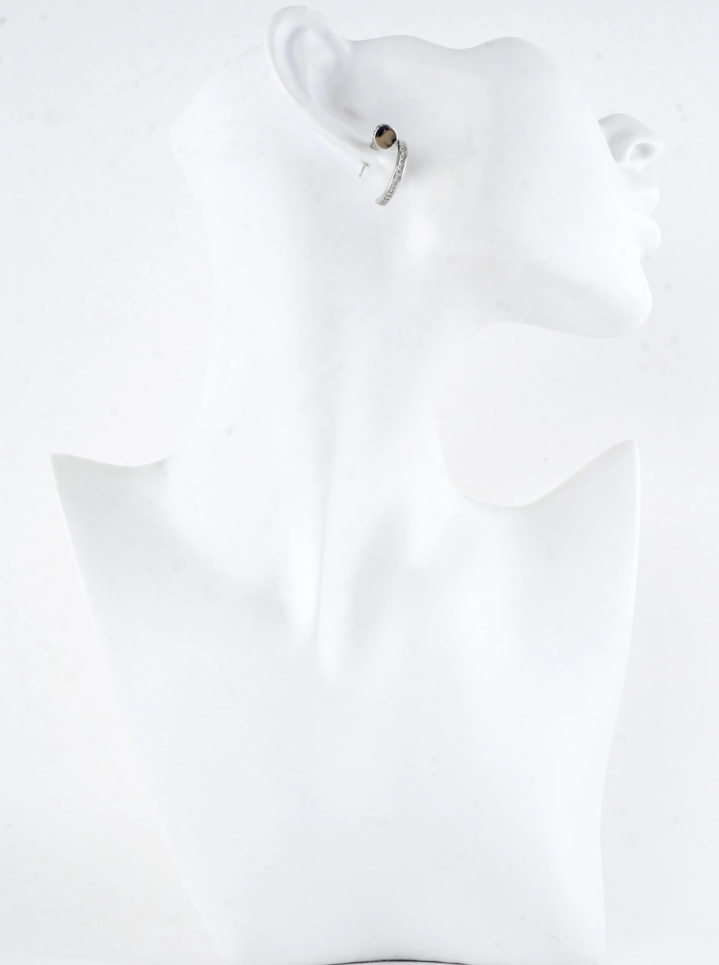 Modern Nail CZ Pave Open Huggie Hoop Earrings
