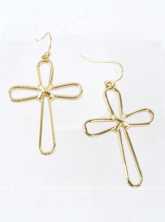 Modern Open Cross Wire Drop Earrings
