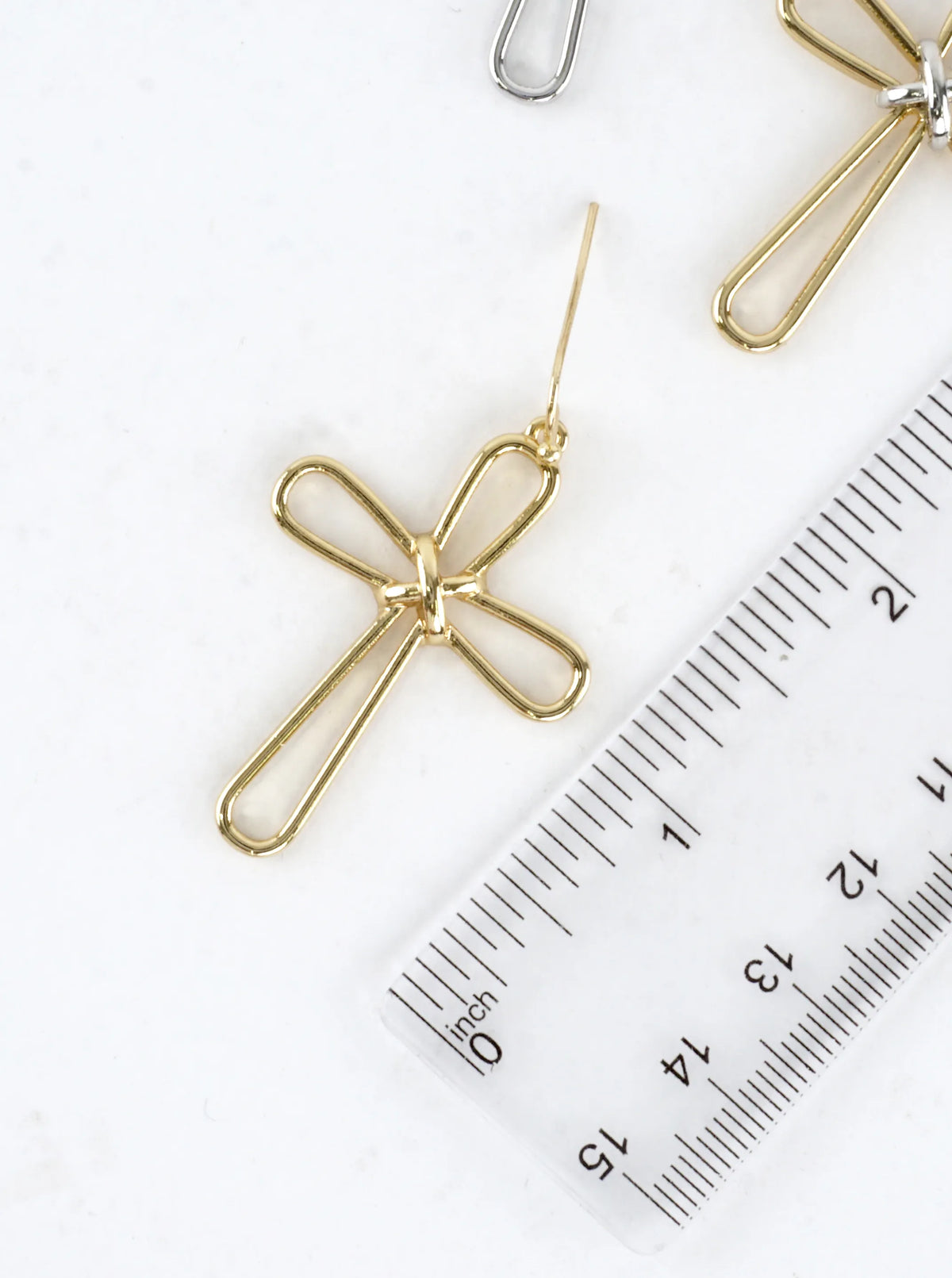 Modern Open Cross Wire Drop Earrings