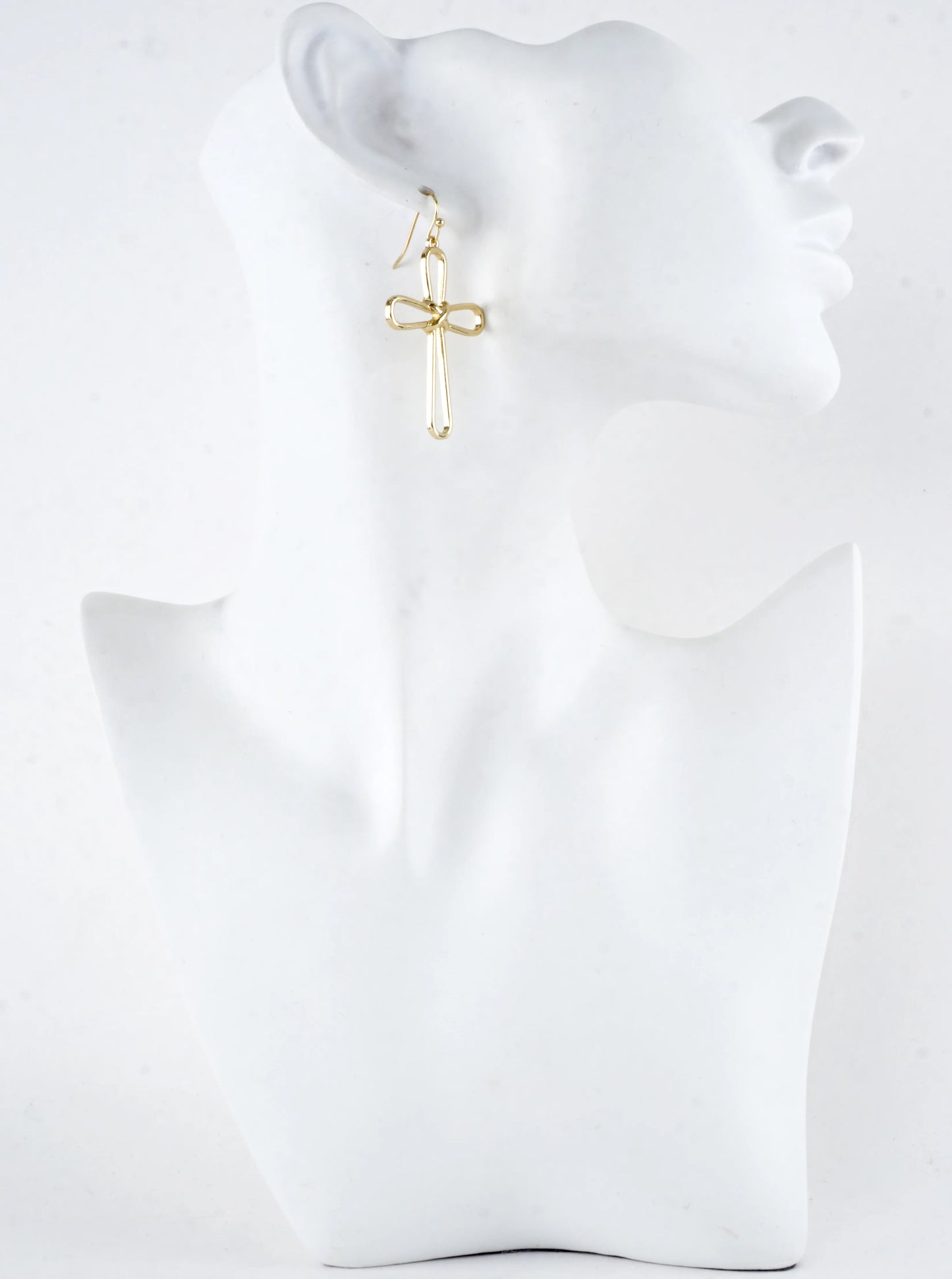 Modern Open Cross Wire Drop Earrings