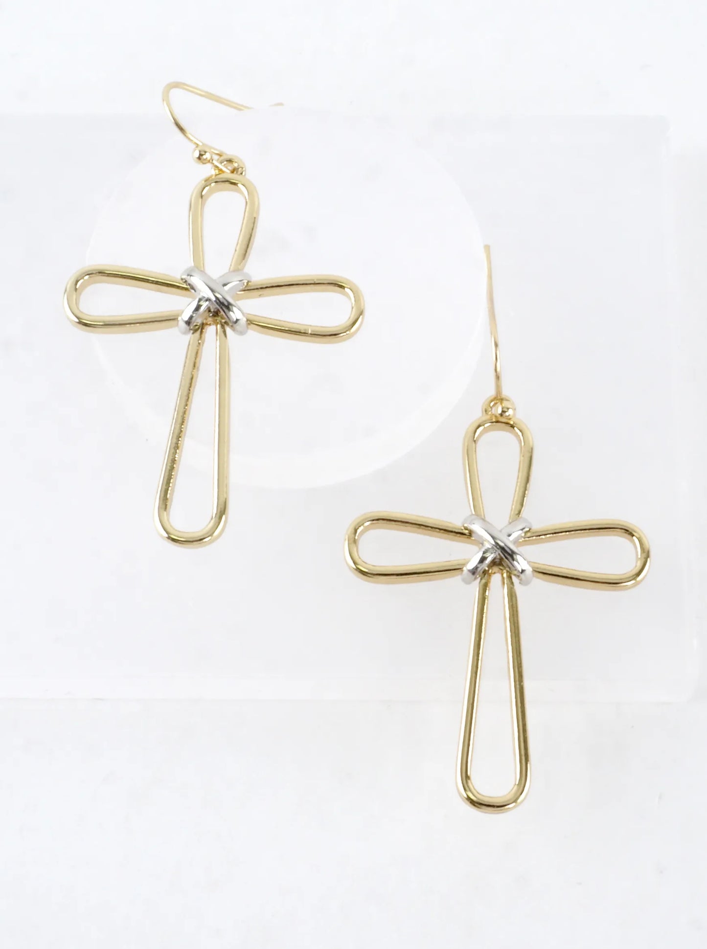 Modern Open Cross Wire Drop Earrings
