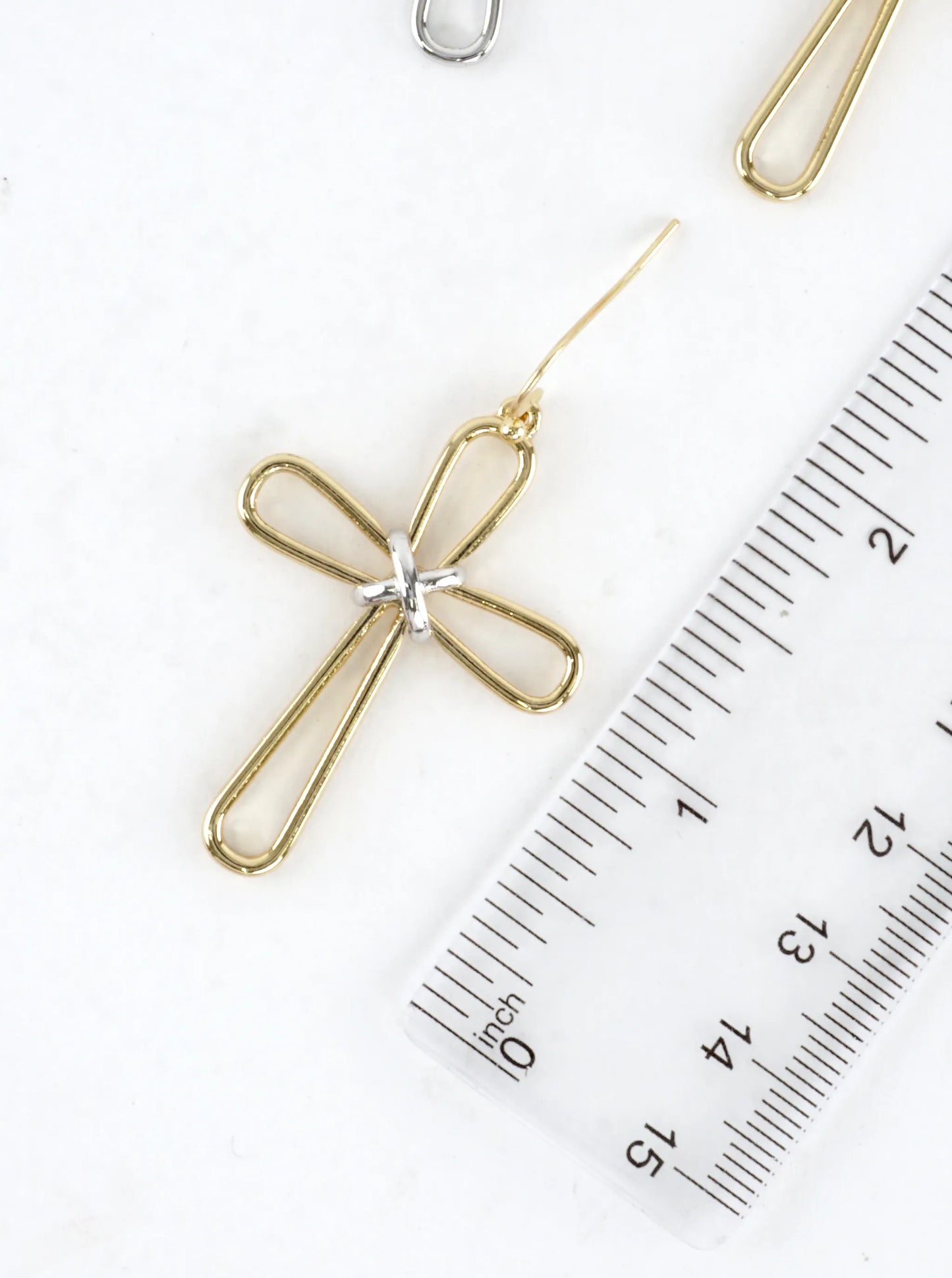 Modern Open Cross Wire Drop Earrings