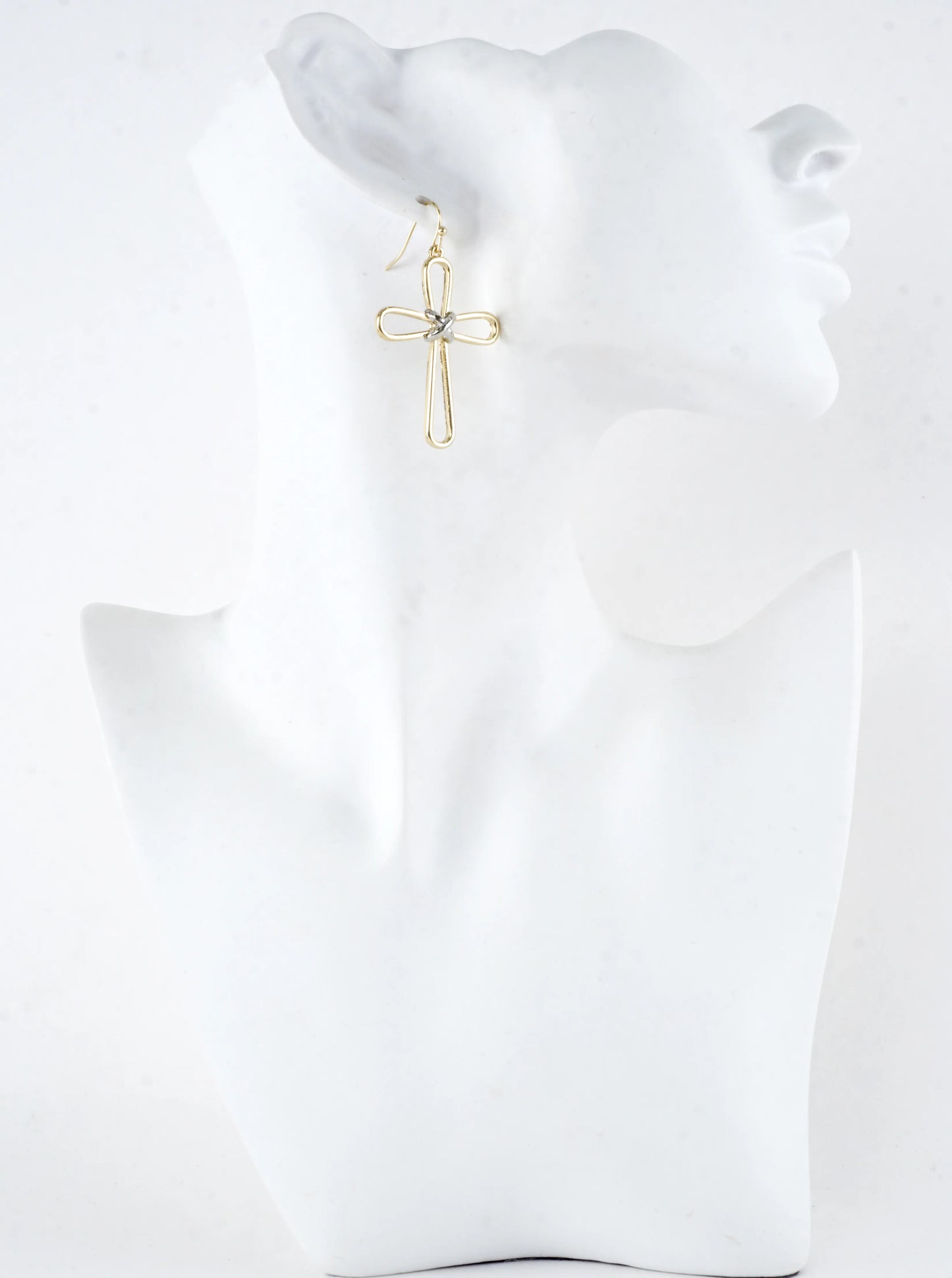 Modern Open Cross Wire Drop Earrings