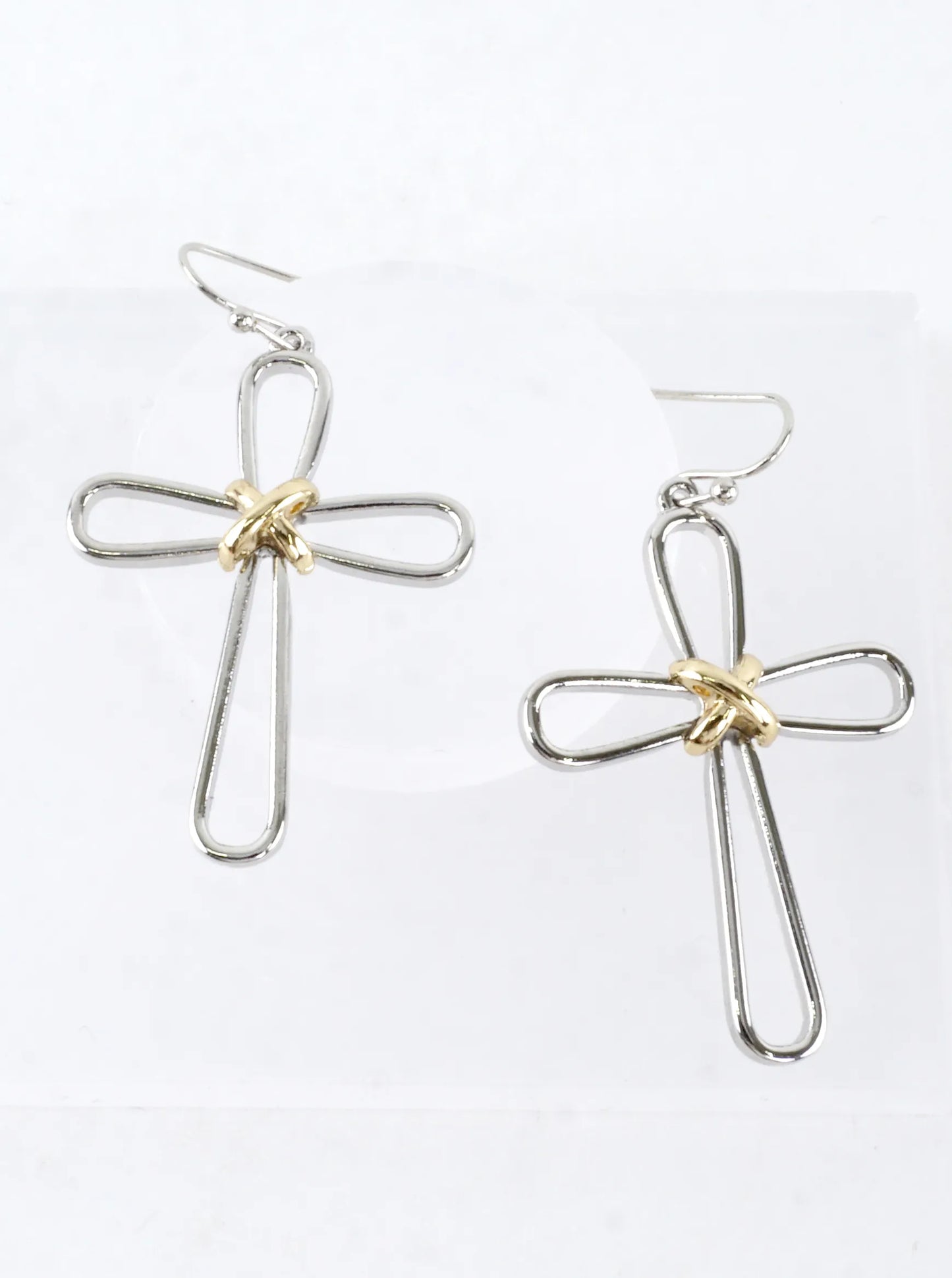 Modern Open Cross Wire Drop Earrings