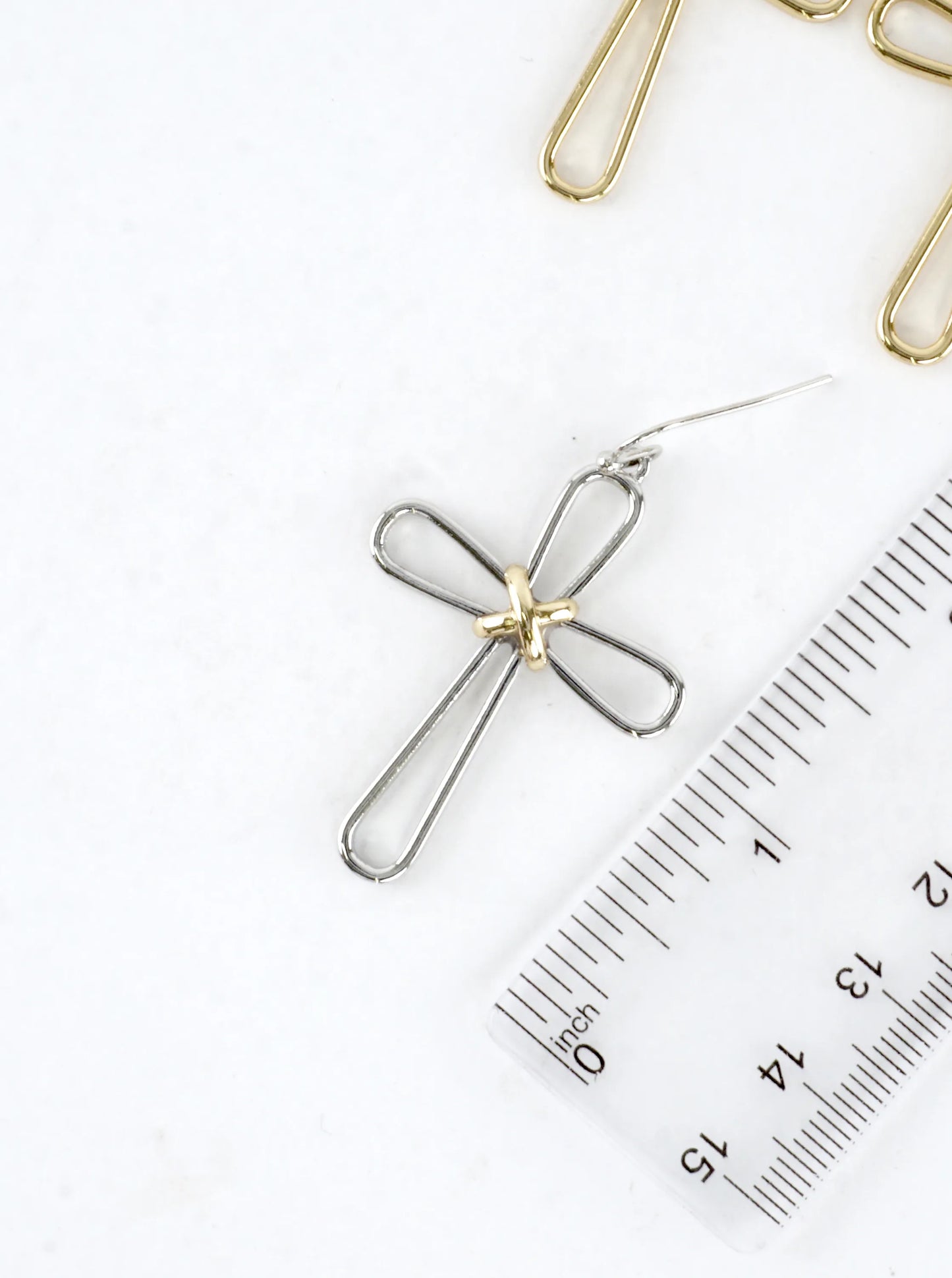 Modern Open Cross Wire Drop Earrings