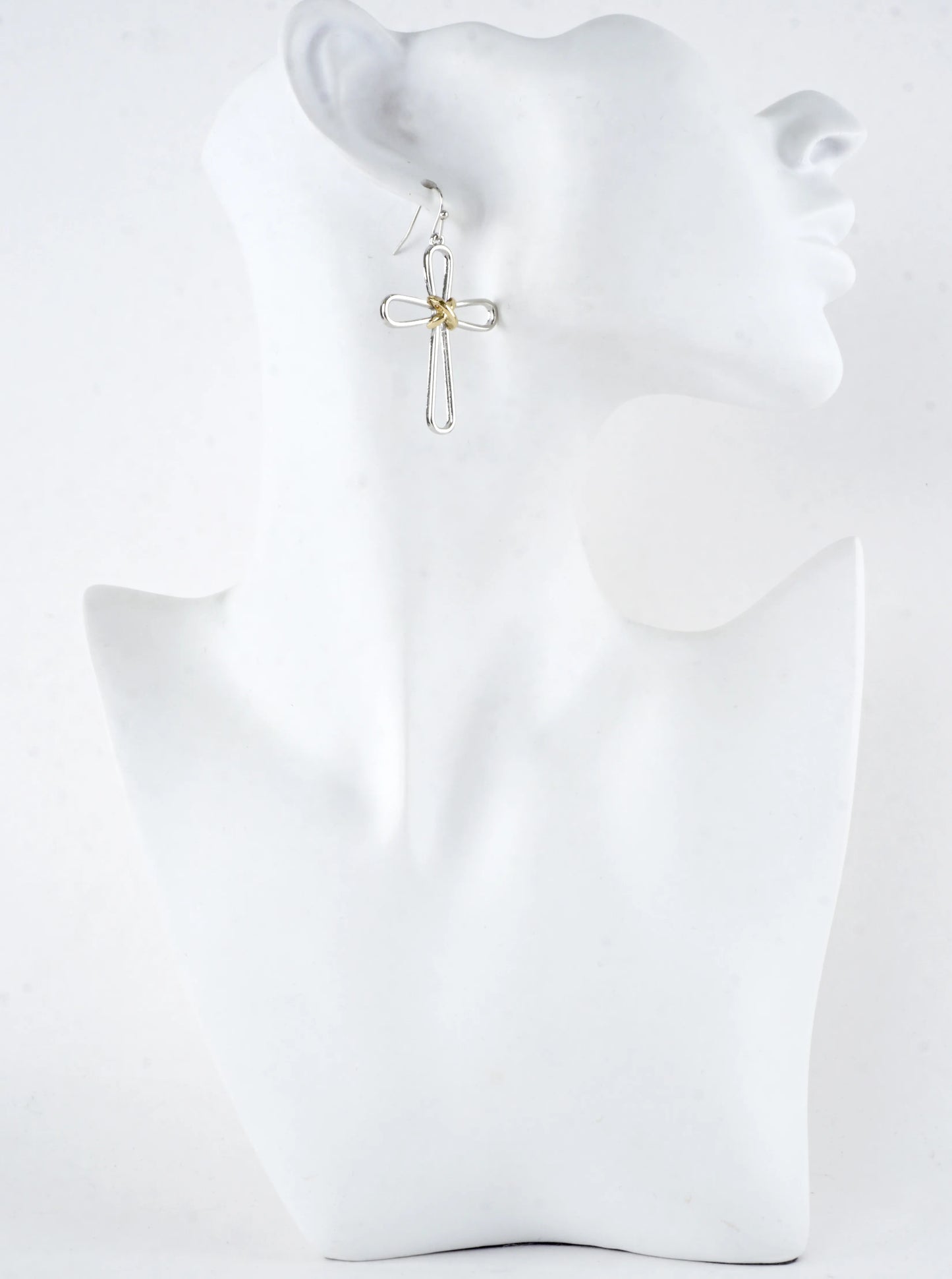 Modern Open Cross Wire Drop Earrings