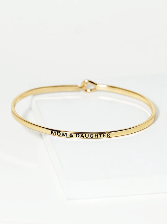 Mom And Daughter Engraved Inspirational Bangle Bracelet