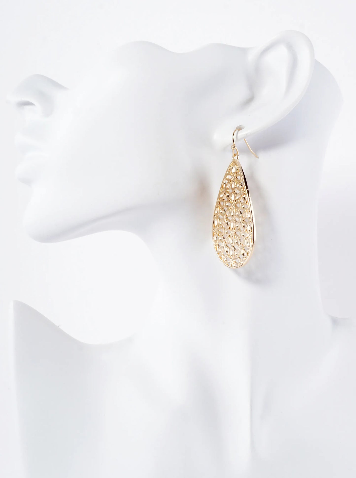 Moroccan Filigree Stenciled Teardrop Dangle Earrings