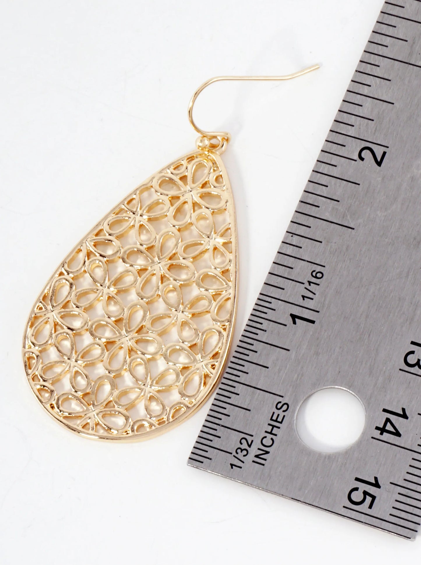 Moroccan Filigree Stenciled Teardrop Dangle Earrings