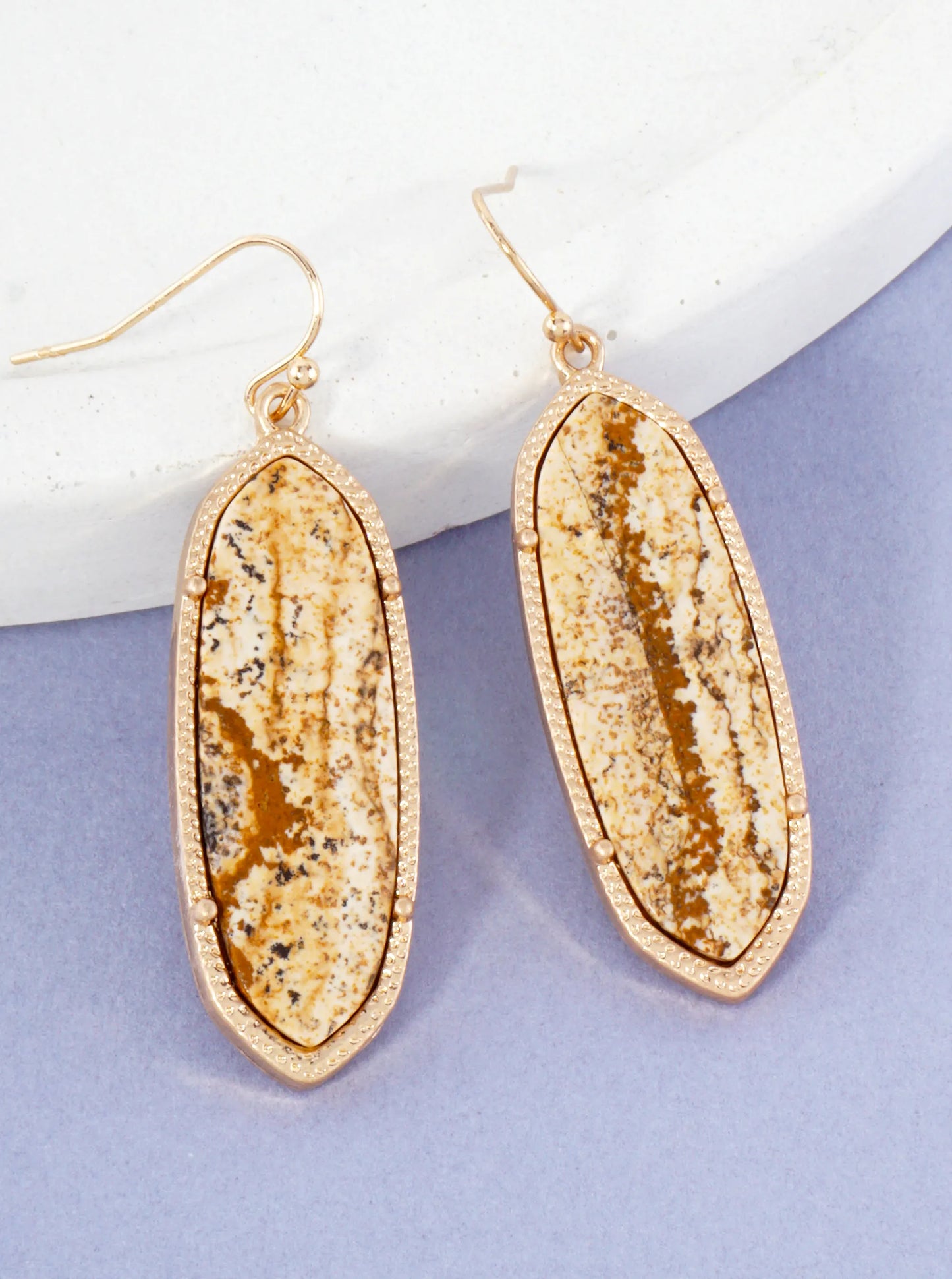 Moroccan Motif Semiprecious Stone Dangle Drop Earrings