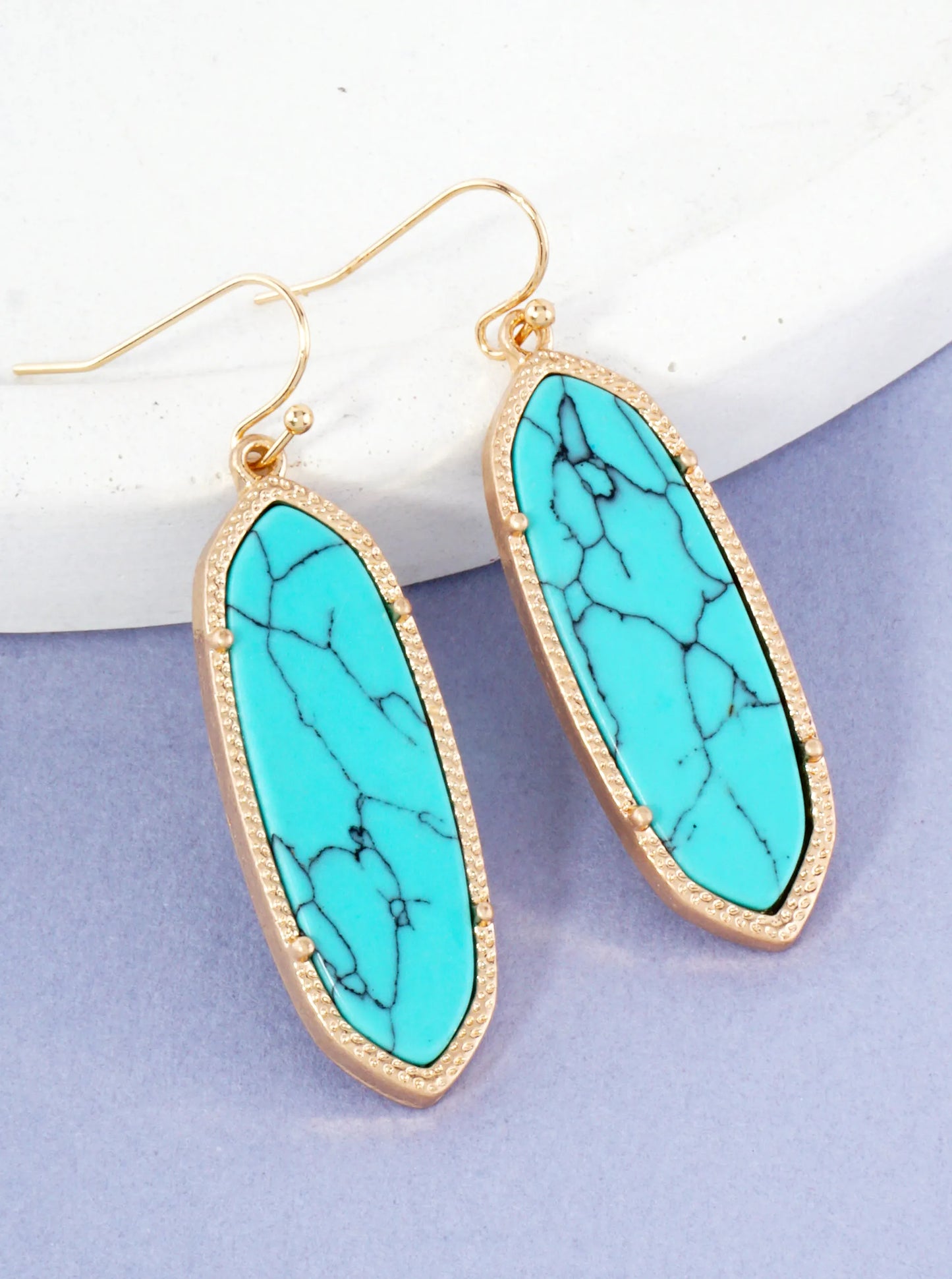 Moroccan Motif Semiprecious Stone Dangle Drop Earrings