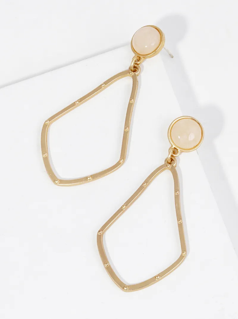 Moroccan Shape Semi-Precious Stone Drop Dangle Earrings