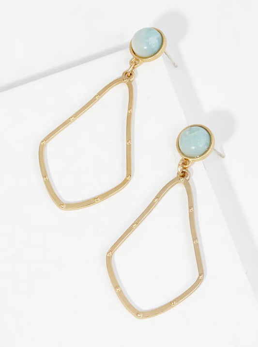 Moroccan Shape Semi-Precious Stone Drop Dangle Earrings