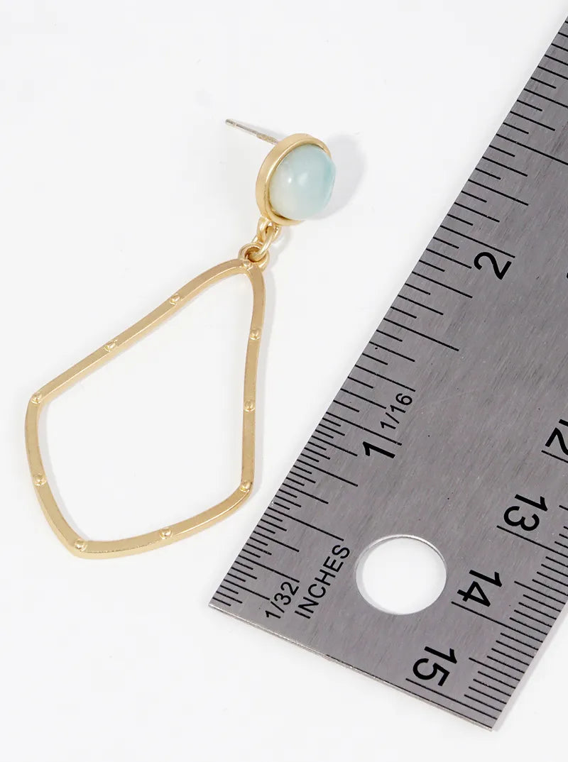 Moroccan Shape Semi-Precious Stone Drop Dangle Earrings