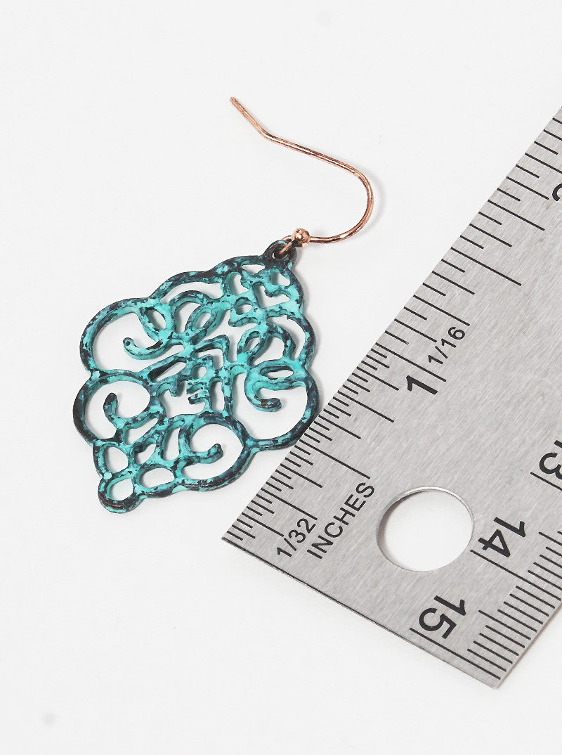 Moroccan Shaped Filigree Dangle Drop Earrings