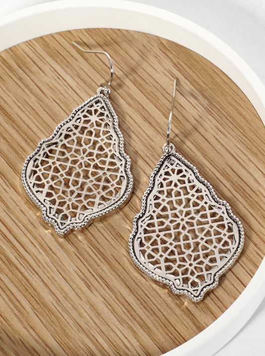 Moroccan-Shaped Geometric Filigree Dangle Earrings