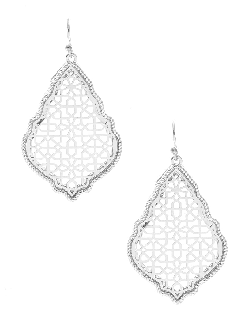 Moroccan-Shaped Geometric Filigree Dangle Earrings