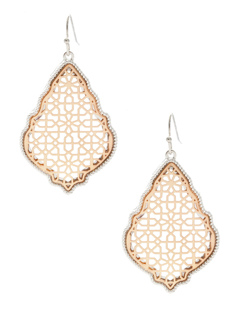 Moroccan-Shaped Geometric Filigree Dangle Earrings