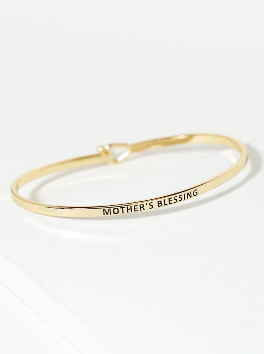 Mother Is Blessing Engraved Inspirational Bangle Bracelet