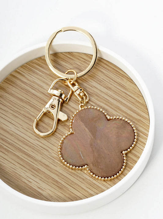 Mother Of Pearl Quatrefoil Key Chain