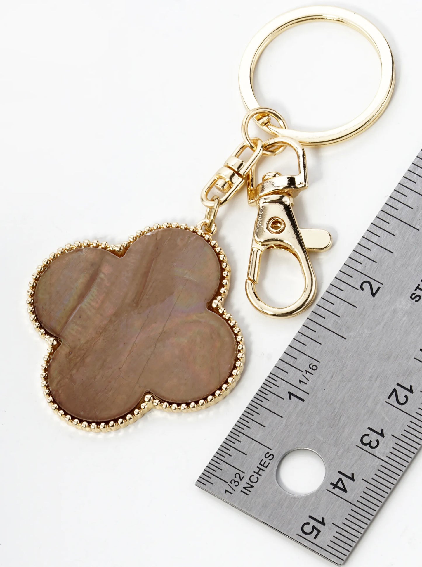 Mother Of Pearl Quatrefoil Key Chain