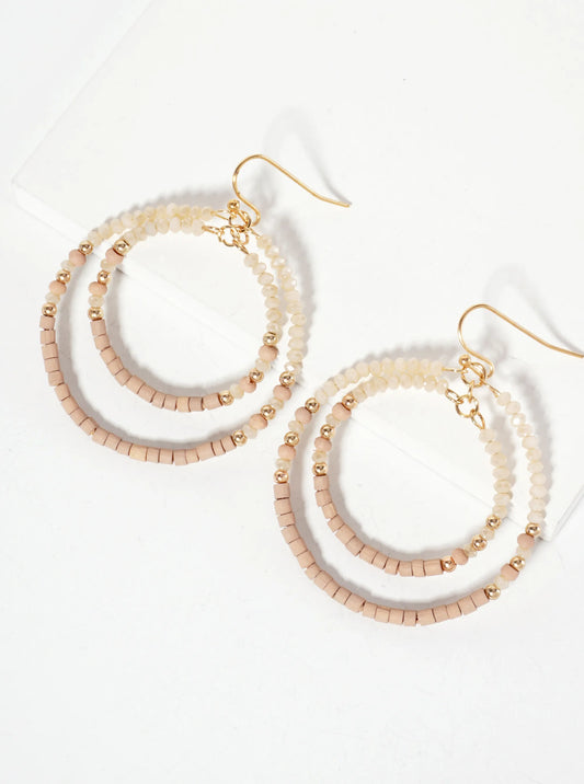 Multi-Beaded Double Circle Dangle Drop Earrings