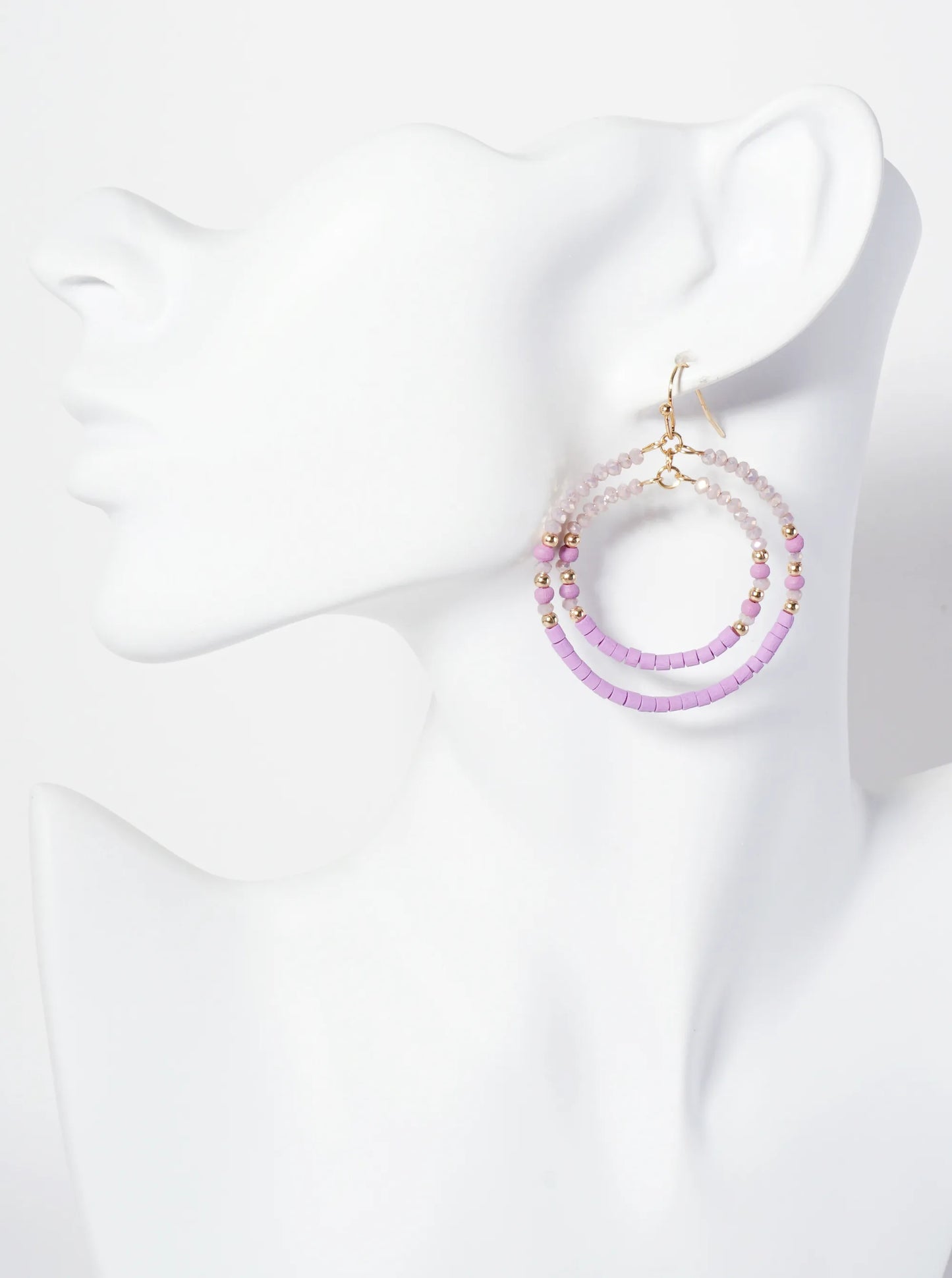 Multi-Beaded Double Circle Dangle Drop Earrings