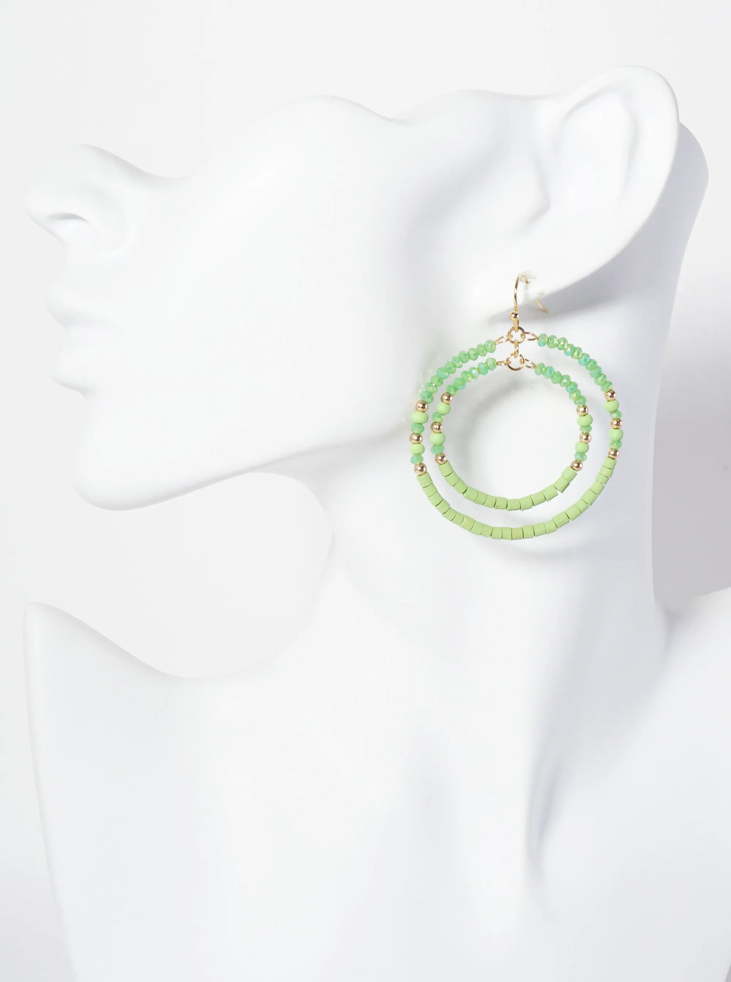 Multi-Beaded Double Circle Dangle Drop Earrings