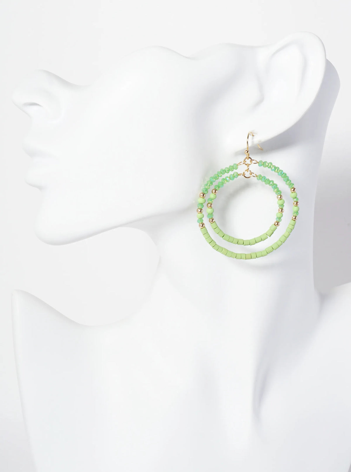 Multi-Beaded Double Circle Dangle Drop Earrings