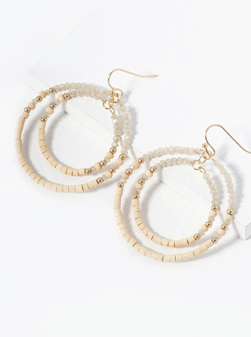 Multi-Beaded Double Circle Dangle Drop Earrings