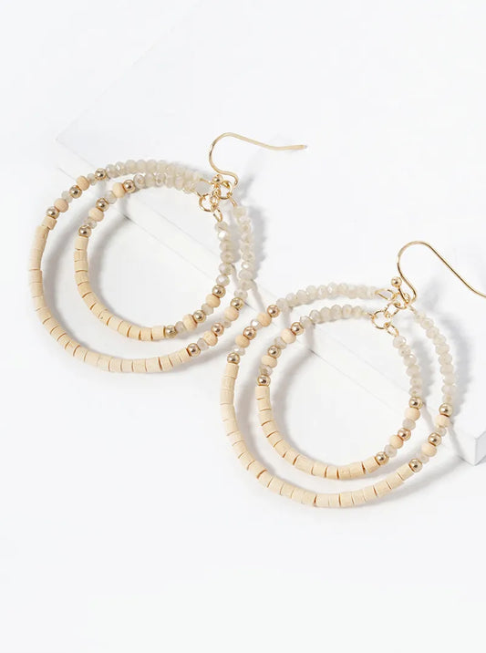 Multi-Beaded Double Circle Dangle Drop Earrings