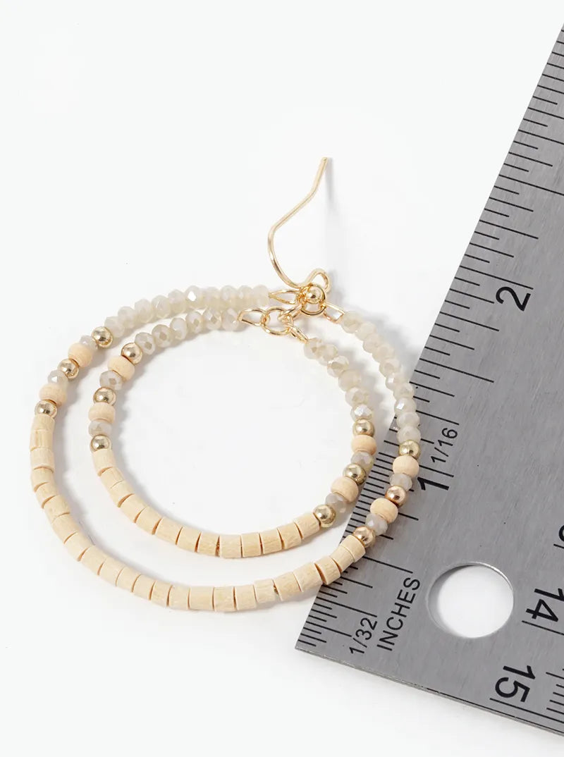 Multi-Beaded Double Circle Dangle Drop Earrings