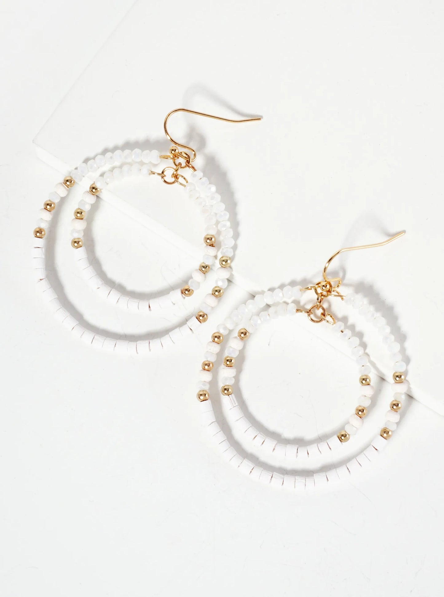 Multi-Beaded Double Circle Dangle Drop Earrings